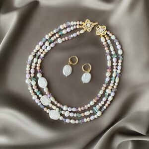 «PRINCESS GRACE» Semi-Fine Pearl And Stone Necklace - Transformer With Earrings Jewellery Set⠀ - Image 2