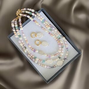 «PRINCESS GRACE» Semi-Fine Pearl And Stone Necklace - Transformer With Earrings Jewellery Set⠀ - Image 4