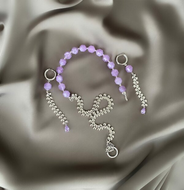 «MAGENTA» Semi-Fine Chain & Stone Necklace And Earrings  Jewellery Set⠀