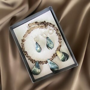 «EARFY» Semi-Fine Natural Stones Choker Necklace And Earring Jewellery Set - Image 2