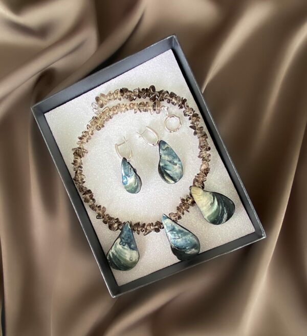 «EARFY» Semi-Fine Natural Stones Choker Necklace And Earring Jewellery Set