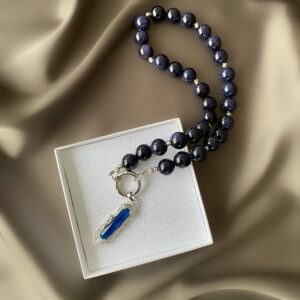 «STARRY SKY» Semi-Fine Luxury Natural Stone Necklace & Swarovski Crystal Pendant - Image 2