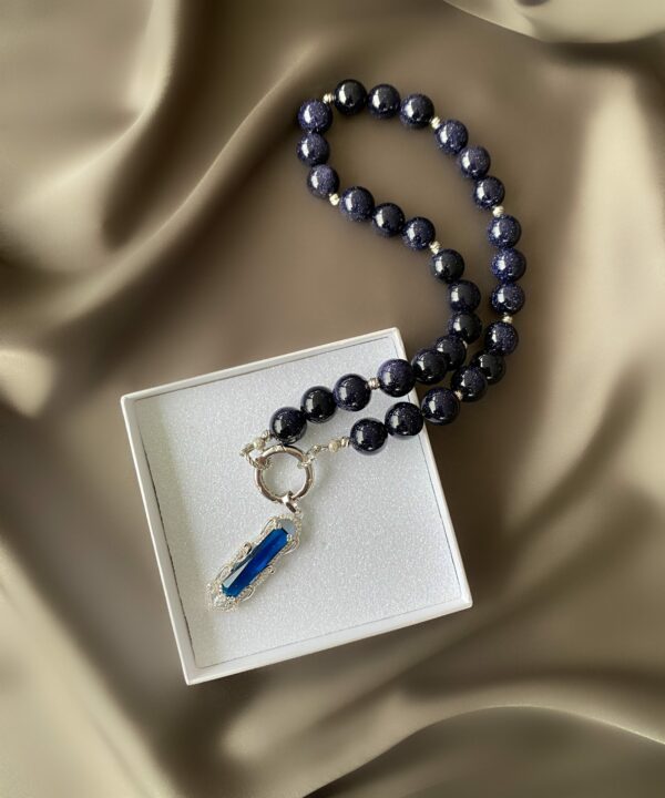 «STARRY SKY» Semi-Fine Luxury Natural Stone Necklace & Swarovski Crystal Pendant