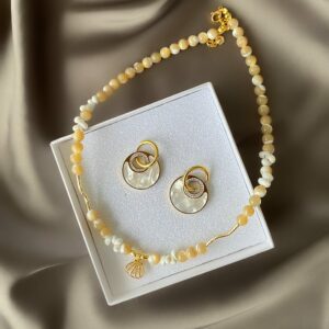 «PLAGE» Semi-Fine Natural Stones Choker Necklace And Earring Jewellery Set - Image 3