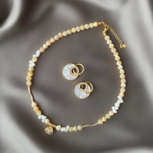 «PLAGE» Semi-Fine Natural Stones Choker Necklace And Earring Jewellery Set - Image 4