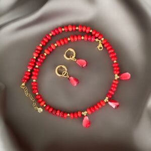 «ESMERALDA» Semi-Fine Natural Stone Choker Necklace And Earrings Luxury Jewellery Set - Image 3