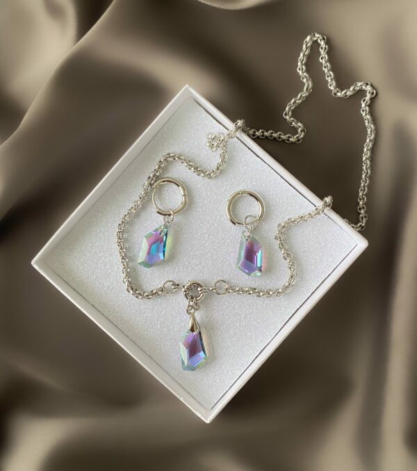 «CINDERELLA» Luxury Semi-Fine Chain Necklace and Earrings With Crystals