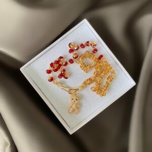 «YOGI BEAR» Beautiful Chain and Crystals Necklace With Cute Teddy Pendant - Image 2
