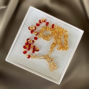 «YOGI BEAR» Beautiful Chain and Crystals Necklace With Cute Teddy Pendant - Image 4