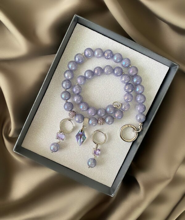 «AURORA» Natural Stone Semi-Fine Necklace & Earrings Luxury Jewellery Set⠀