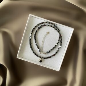 «BLACK BACCARA» Semi-Fine Crystal Necklace Choker With Swarovski Stone Pendant - Image 2
