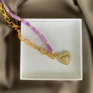 «TE AMOR» Semi-Fine Necklace With Swarovski Heart Pendant - Image 4