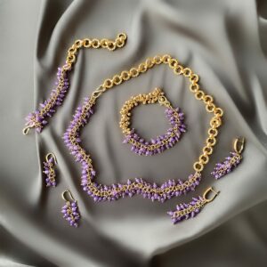 «BEAUTYBERRY» Luxury Semi-Fine Natural Stone And Chain Necklace, Bracelet & Earrings Jewellery Set⠀ - Image 4