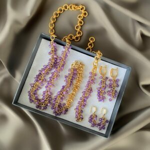 «BEAUTYBERRY» Luxury Semi-Fine Natural Stone And Chain Bracelet & Earrings Jewellery Set⠀ - Image 7