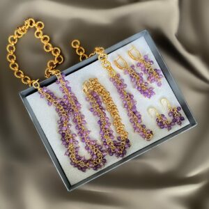 «BEAUTYBERRY» Luxury Semi-Fine Natural Stone And Chain Bracelet & Earrings Jewellery Set⠀ - Image 4