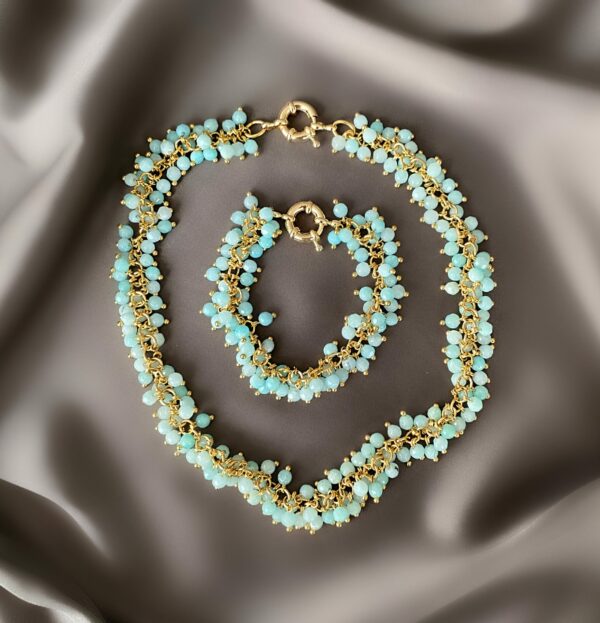 «BEAUTYBERRY» Luxury Natural Stone Necklace & Bracelet Jewellery Set