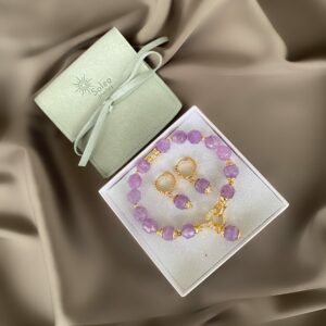 «PURPLE RAIN» Semi-Fine Natural Stone Bracelet & Earrings Luxury Jewellery Set - Image 2
