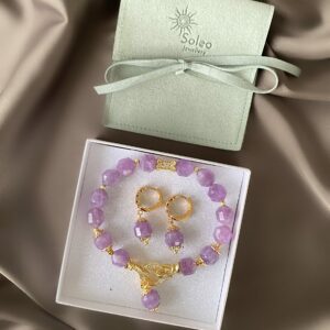 «PURPLE RAIN» Semi-Fine Natural Stone Bracelet & Earrings Luxury Jewellery Set - Image 3