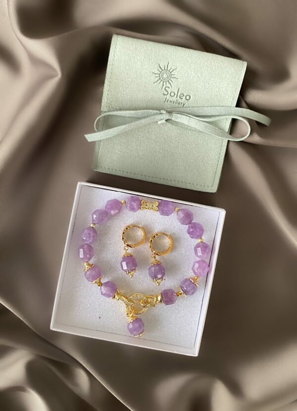 «PURPLE RAIN» Semi-Fine Natural Stone Bracelet & Earrings Luxury Jewellery Set