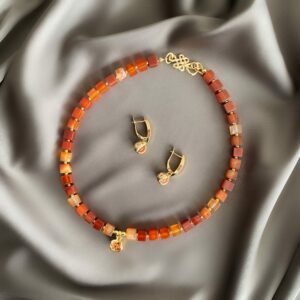 «GRENADE» Luxury Semi-Fine Natural Stone Necklace Jewellery Set - Image 2