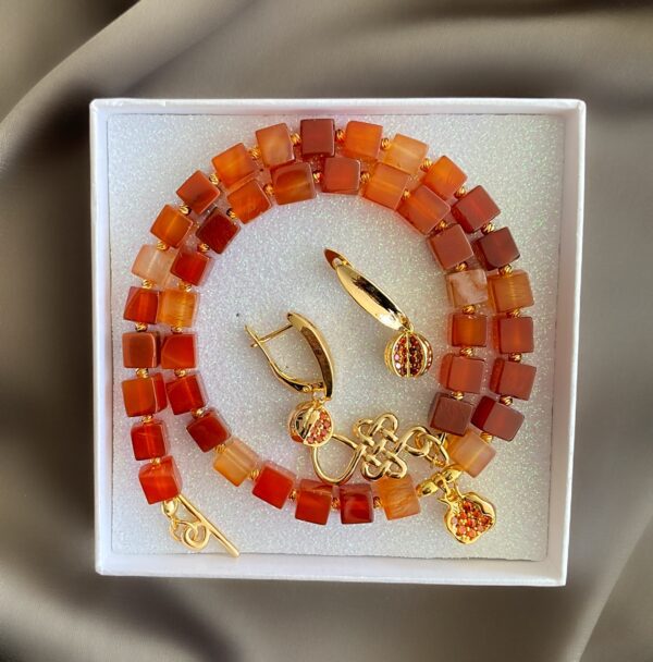 «GRENADE» Luxury Semi-Fine Natural Stone Necklace Jewellery Set