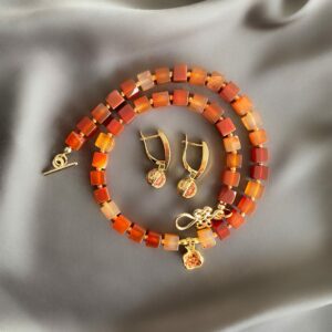 «GRENADE» Luxury Semi-Fine Natural Stone Necklace Jewellery Set - Image 7
