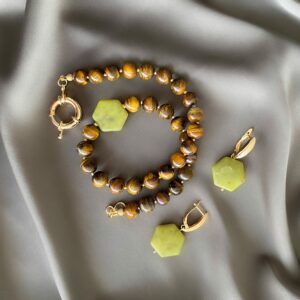«FORÊT» Semi-Fine Natural Stone Necklace And Earrings Luxury Jewelry Set⠀ - Image 3