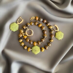 «FORÊT» Semi-Fine Natural Stone Necklace And Earrings Luxury Jewelry Set⠀ - Image 2