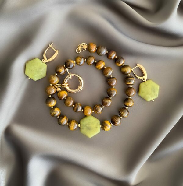 «FORÊT» Semi-Fine Natural Stone Necklace And Earrings Luxury Jewelry Set⠀