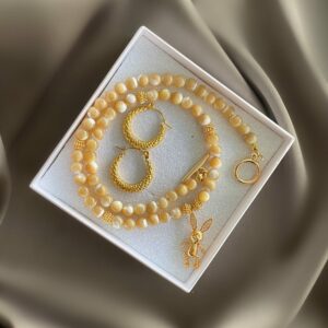 «LAPIN» Semi-Fine Natural Stone Luxury Choker Necklace & Earrings Jewellery Set - Image 3