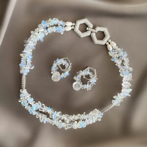 «LE MÊME» - Semi-Fine Natural Stone Choker Necklace & Earrings Luxury Jewelry Set - Image 2