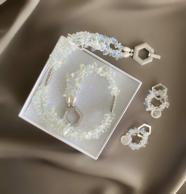 «LE MÊME» - Semi-Fine Natural Stone Choker Necklace & Earrings Luxury Jewelry Set