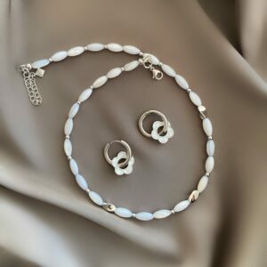 «FREESIA» Semi-Fine Choker Necklace & Earrings Jewellery Set⠀ - Image 2