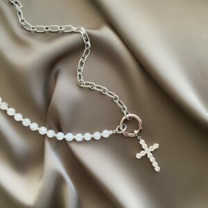«MARIA MAGDALENE»- Semi-Fine Natural Stone Choker Necklace & Earrings Luxury Jewelry Set With Swarovski Crystals - Image 2