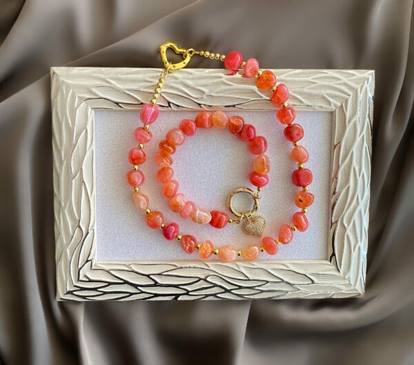 «MARMALADE» Semi-Fine Natural Stone Necklace And Bracelet