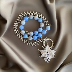 «CATHERINE» Semi-Fine Luxury Natural Stone Necklace With Swarovski Crystals Pendant - Image 4