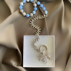«CATHERINE» Semi-Fine Luxury Natural Stone Necklace With Swarovski Crystals Pendant - Image 5