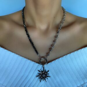 «SOLAR» Trendy Chain Necklace & Earrings Jewellery Set - Image 2