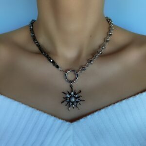 «SOLAR» Trendy Chain Necklace & Earrings Jewellery Set - Image 5