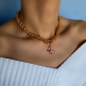 «PRETTY BUTTERFLY» Trendy Chain Necklace & Earrings Jewellery Set - Image 5