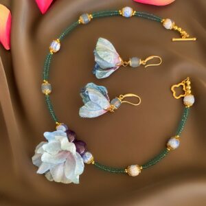 «HEY, BELLA» Beautiful & Luxury Necklace With Natural Stone & Earrings Jewellery Set - Image 11