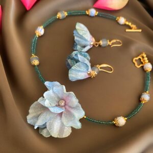 «HEY, BELLA» Beautiful & Luxury Necklace With Natural Stone & Earrings Jewellery Set - Image 12
