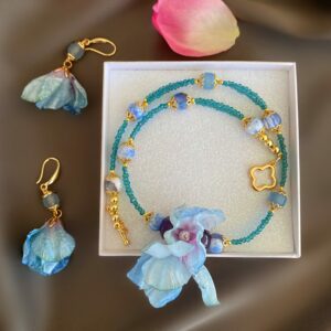 «HEY, BELLA» Beautiful & Luxury Necklace With Natural Stone & Earrings Jewellery Set - Image 4