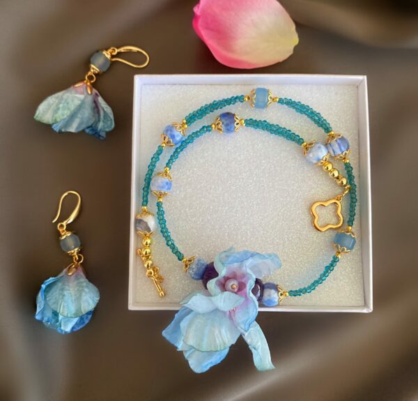«HEY, BELLA» Beautiful & Luxury Necklace With Natural Stone & Earrings Jewellery Set