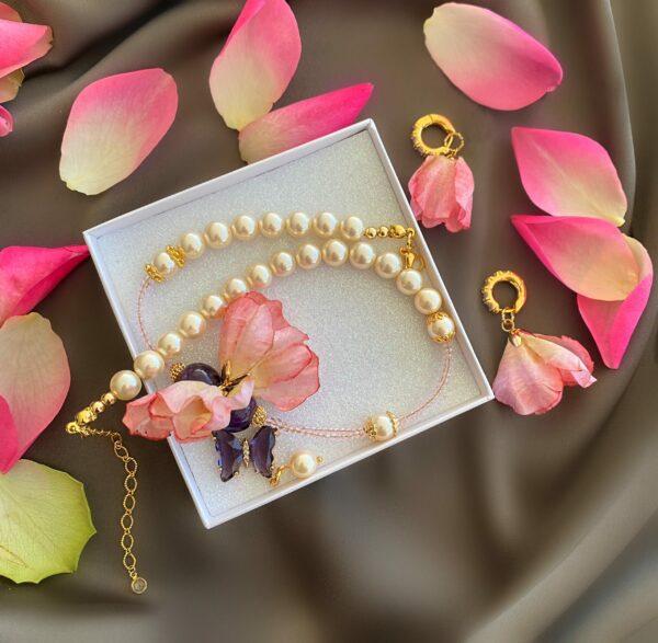 «MI MARIPOSA» Beautiful & Luxury Necklace With Natural Stone & Earrings Jewellery Set