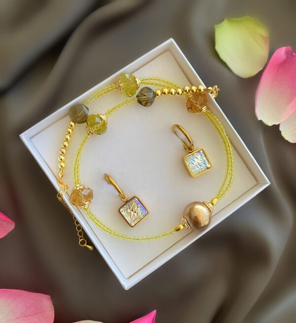 «VESNA» Beautiful & Luxury Necklace With Crystal Beads & Earrings Jewellery Set