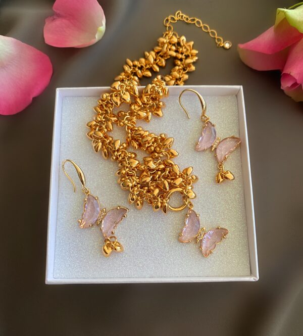 «PRETTY BUTTERFLY» Trendy Chain Necklace & Earrings Jewellery Set