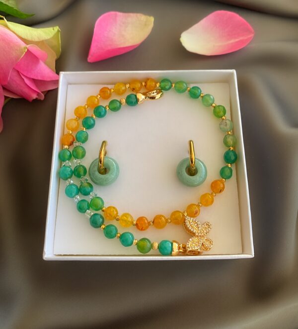 «SUMMER TIME» Semi-Fine Natural Stone Luxury Necklace & Earrings Jewellery Set ⠀