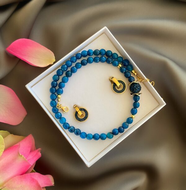 «LAZURA» Semi-Fine Natural Stone Necklace Choker & Earrings Jewellery Set⠀