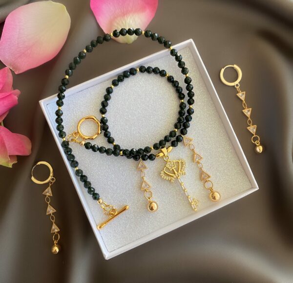 «BURATINO» Semi-Fine Natural Stone Necklace & Earrings Jewellery Set